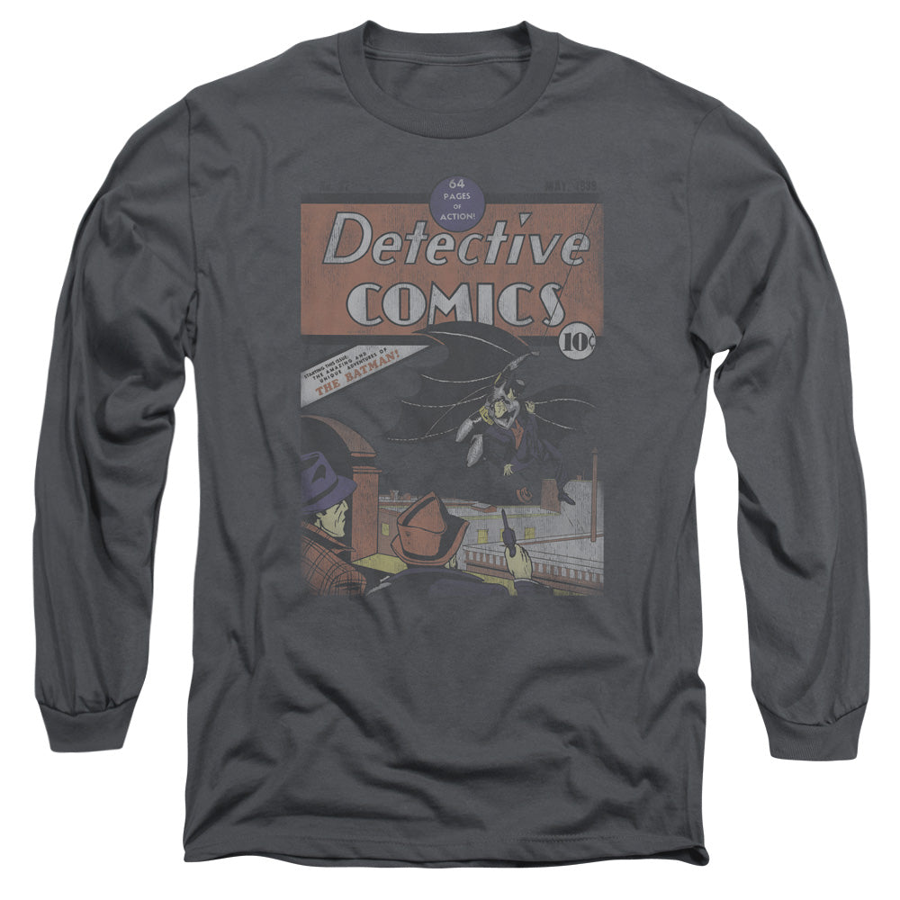 Dc - Detective #27 Distressed - Long Sleeve Adult 18/1 - Charcoal T-shirt