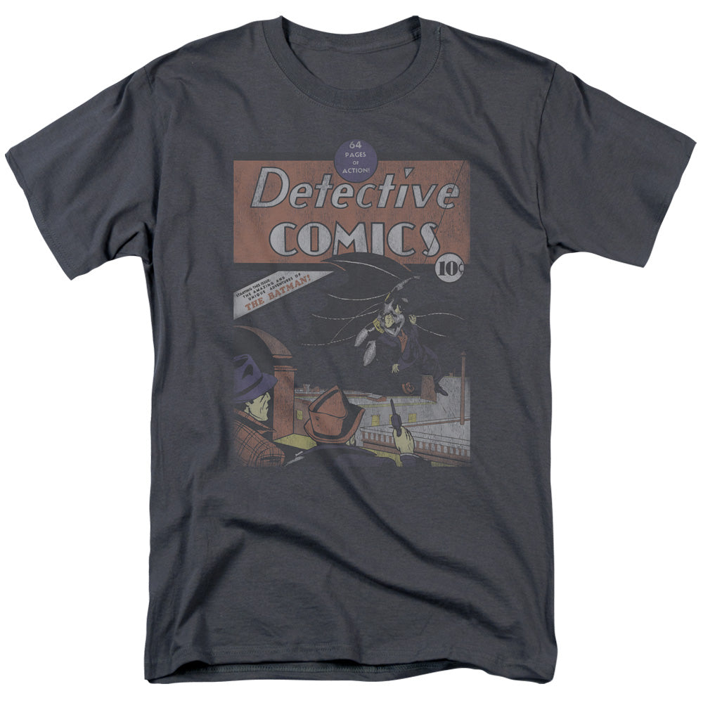 Dc - Detective #27 Distressed - Short Sleeve Adult 18/1 - Charcoal T-shirt