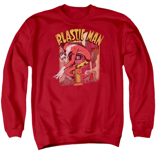 Dc - Plastic Man Street - Adult Crewneck Sweatshirt - Red
