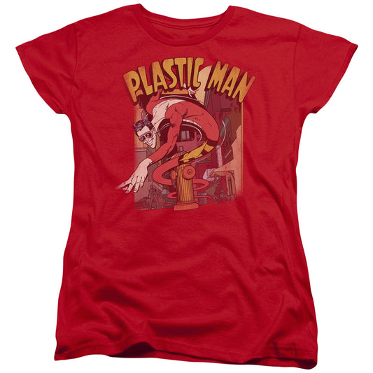 Dc - Plastic Man Street - Short Sleeve Womens Tee - Red T-shirt