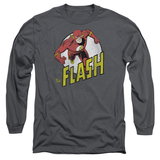 Dc Flash - Run Flash Run - Long Sleeve Adult 18/1 - Charcoal T-shirt