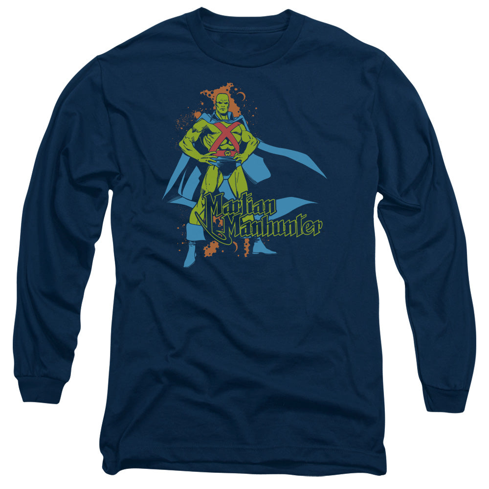 Dc - Martian Manhunter - Long Sleeve Adult 18/1 - Navy T-shirt