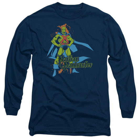 Dc - Martian Manhunter - Long Sleeve Adult 18/1 - Navy T-shirt