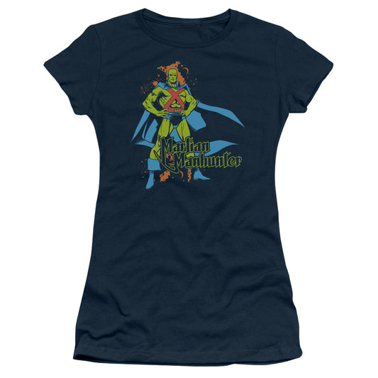 Dc - Martian Manhunter - Short Sleeve Junior Sheer - Navy T-shirt