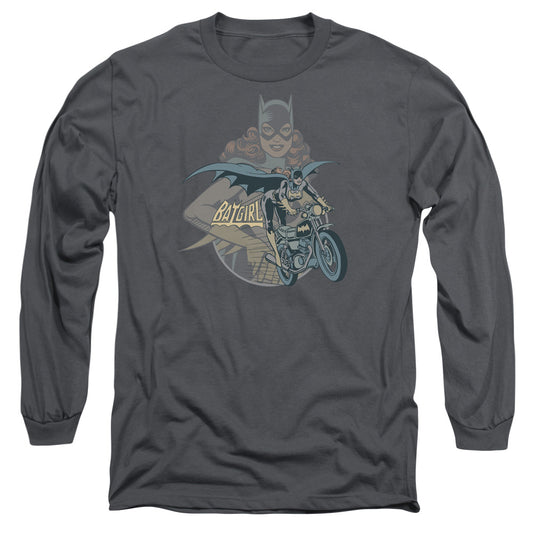 Dc - Batgirl Biker - Long Sleeve Adult 18/1 - Charcoal T-shirt