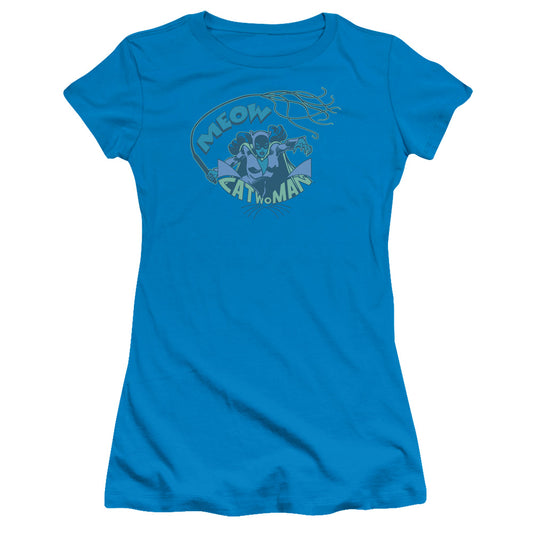 Dc - Meow Catwoman - Short Sleeve Junior Sheer - Turquoise T-shirt