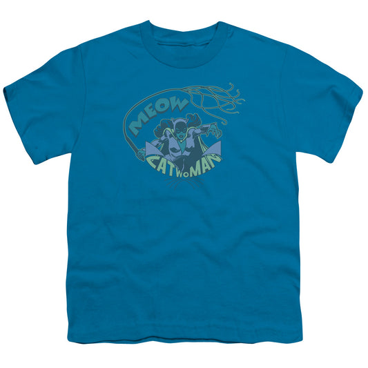 Dc - Meow Catwoman - Short Sleeve Youth 18/1 - Turquoise T-shirt