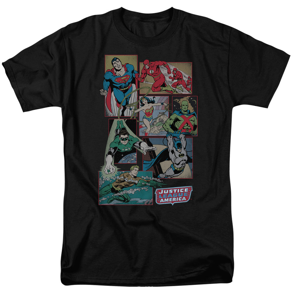 Dc - Justice League Boxes - Short Sleeve Adult 18/1 - Black T-shirt