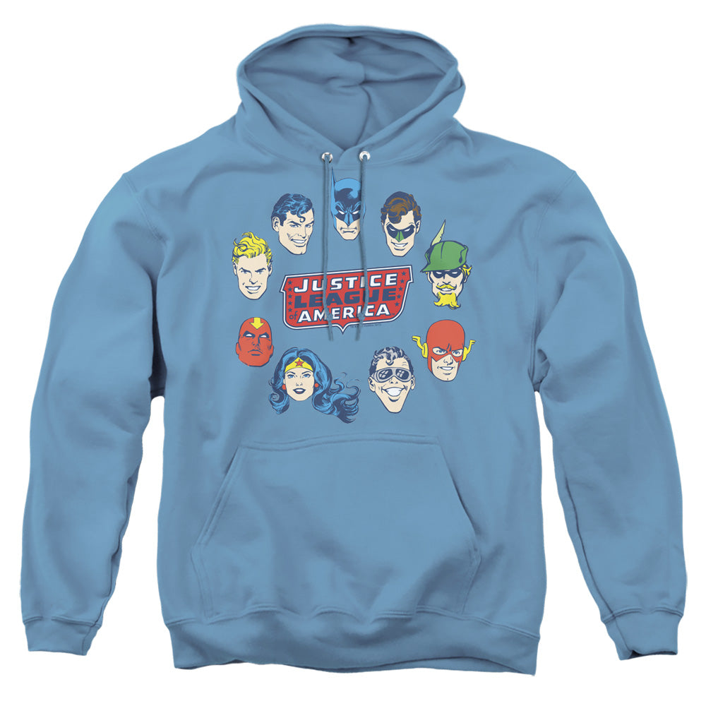 Dc Justice Head Circle - Adult Pull-over Hoodie - Carolina Blue