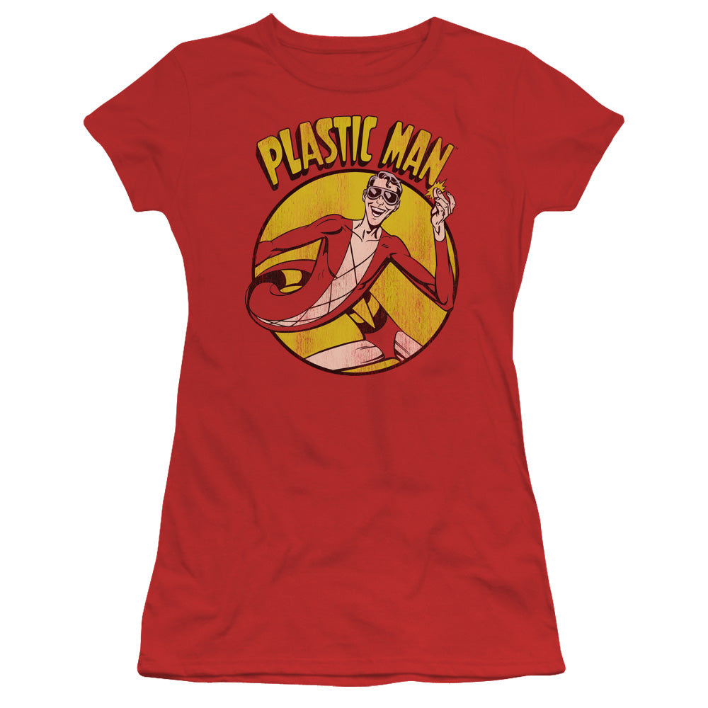 Dc - Plastic Man - Short Sleeve Junior Sheer - Red T-shirt