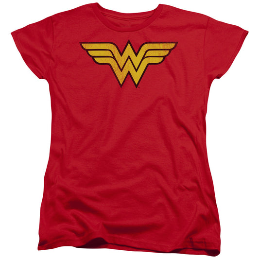 Dc - Wonder Woman Logo Dist - Short Sleeve Womens Tee - Red T-shirt