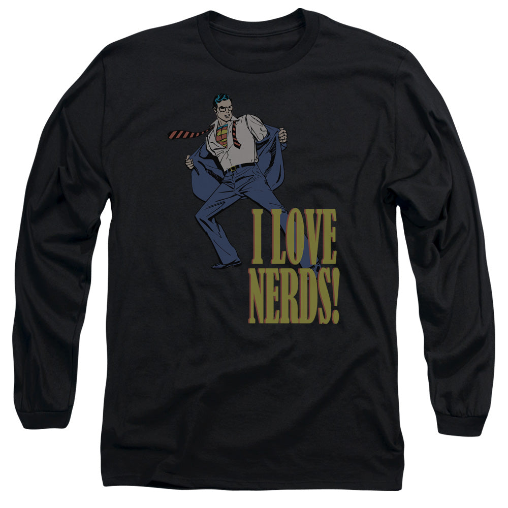 Dc - I Love Nerds - Long Sleeve Adult 18/1 - Black T-shirt