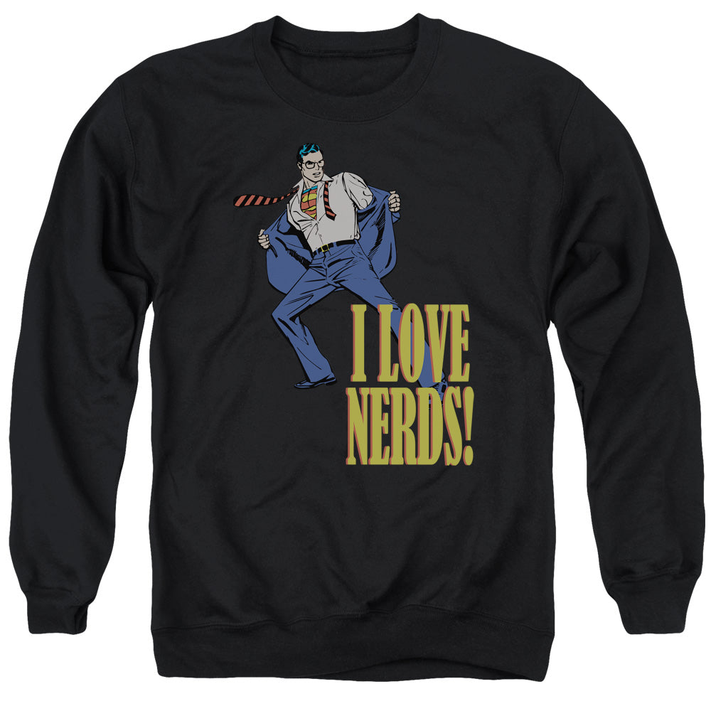 Dc - I Love Nerds - Adult Crewneck Sweatshirt - Black
