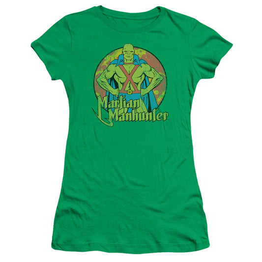 Dc - Martian Manhunter - Short Sleeve Junior Sheer - Kelly Green T-shirt