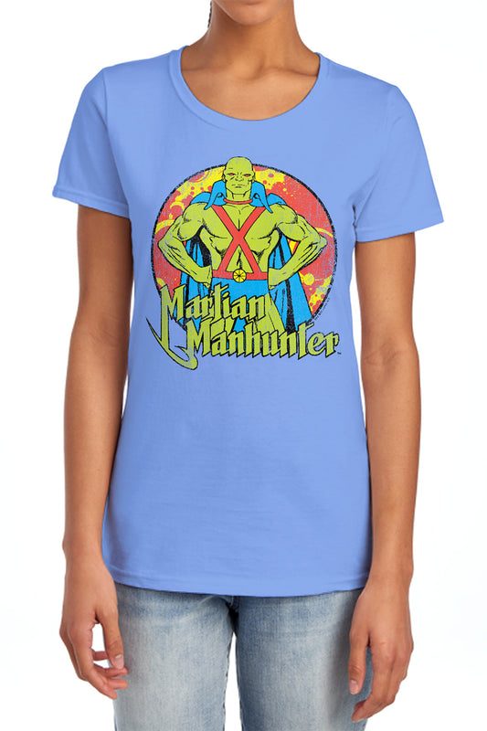Dc - Martian Manhunter - Short Sleeve Womens Tee - Kelly Green T-shirt