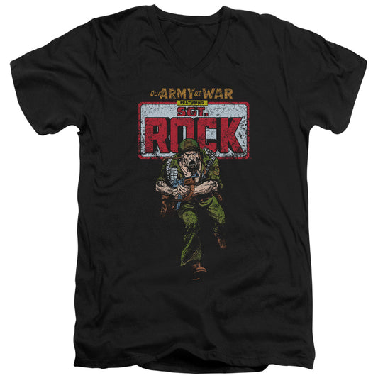 Dc - Sgt Rock - Short Sleeve Adult V-neck - Black T-shirt