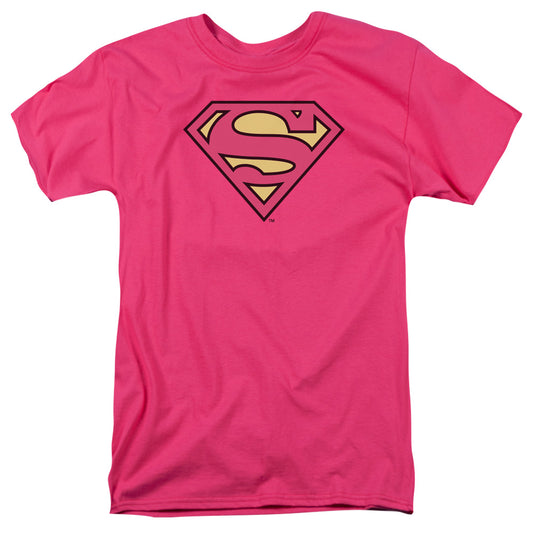Dc - Superman Classic Logo - Short Sleeve Adult 18/1 - Hot Pink T-shirt