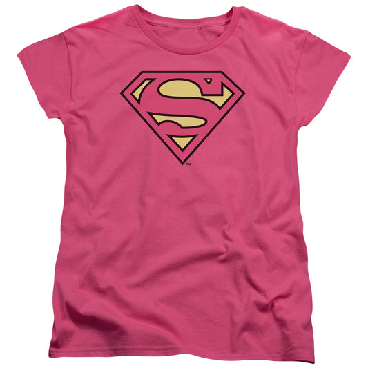 Dc - Superman Classic Logo - Short Sleeve Womens Tee - Hot Pink T-shirt