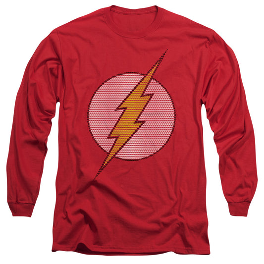 Dc Flash - Flash Little Logos - Long Sleeve Adult 18/1 - Red T-shirt