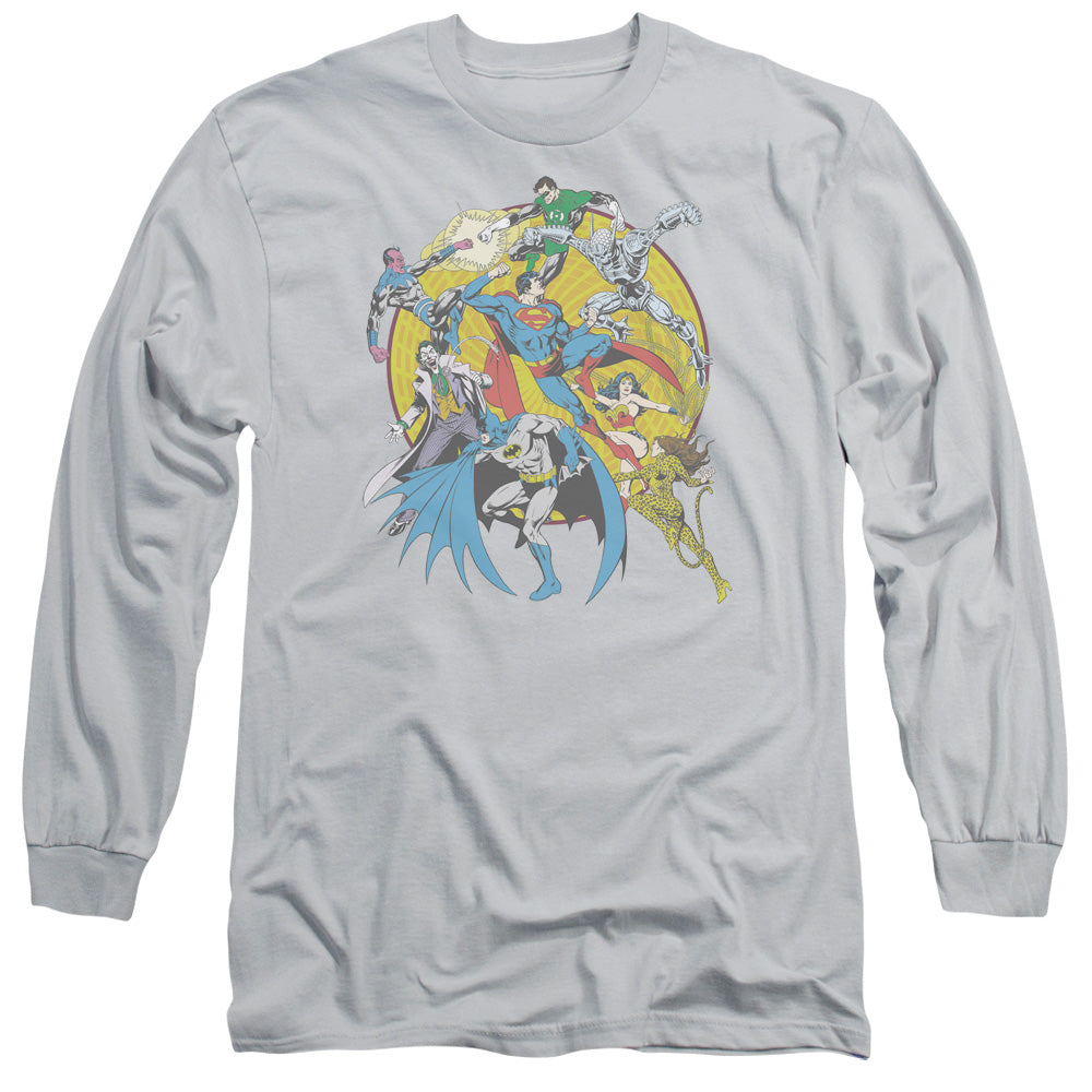 Dc - Spin Circle Fight - Long Sleeve Adult 18/1 - Silver T-shirt