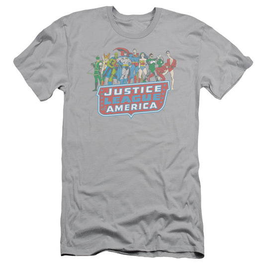 Dc - Jla Lineup - Short Sleeve Adult 30/1 - Silver T-shirt