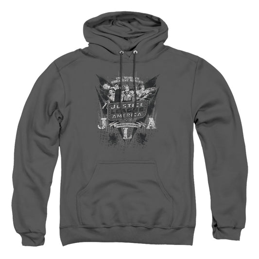 Dc - Greatest Heroes - Adult Pull-over Hoodie - Charcoal