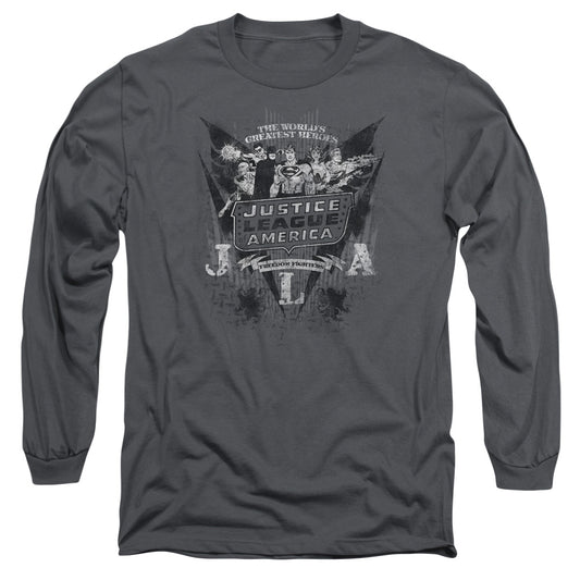 Dc - Greatest Heroes - Long Sleeve Adult 18/1 - Charcoal T-shirt