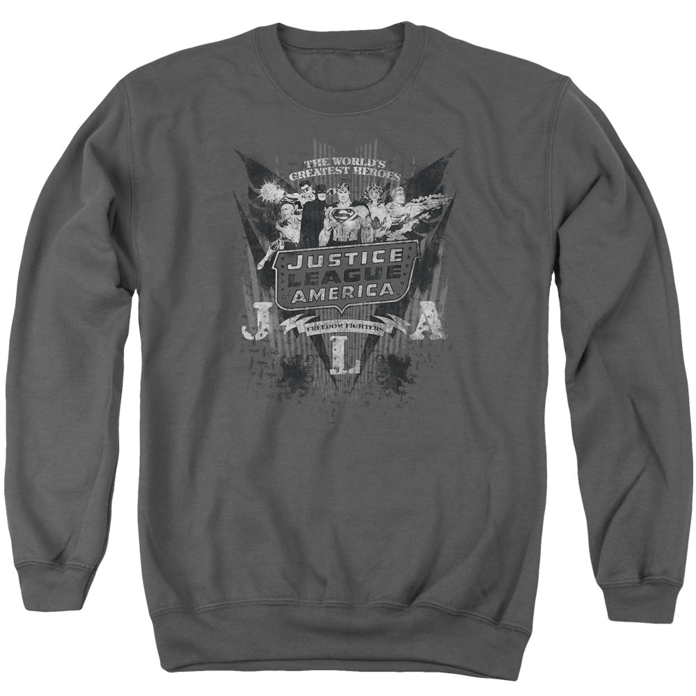 Dc - Greatest Heroes - Adult Crewneck Sweatshirt - Charcoal