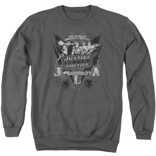 Dc - Greatest Heroes - Adult Crewneck Sweatshirt - Charcoal