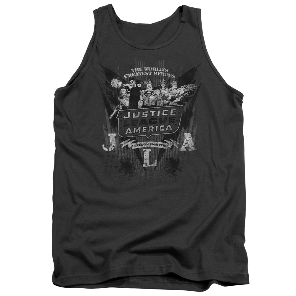 Dc - Greatest Heroes - Adult Tank - Charcoal