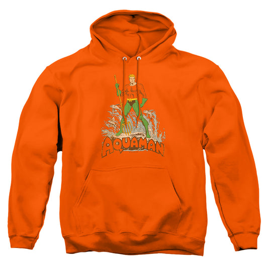 Dc - Aquaman Distressed - Adult Pull-over Hoodie - Orange