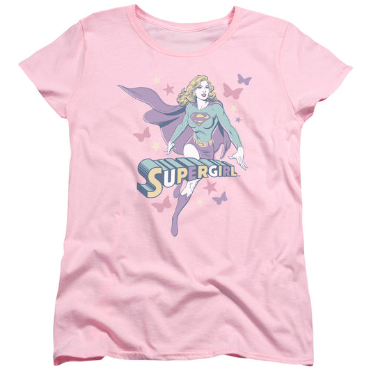Dc - Supergirl Pastels - Short Sleeve Womens Tee - Pink T-shirt