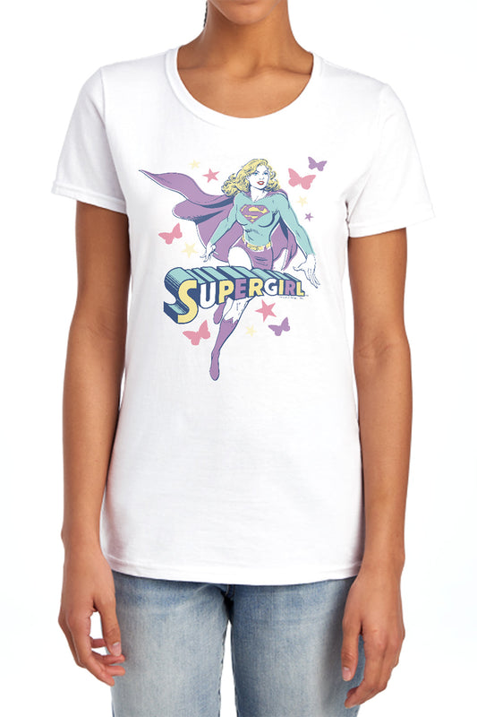 Dc - Supergirl Pastels - Short Sleeve Womens Tee - Pink T-shirt