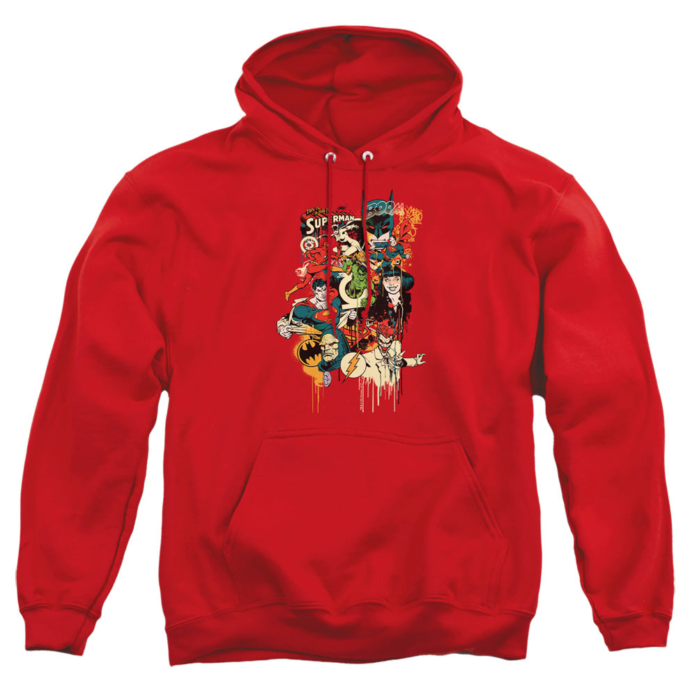 Dc - Dripping Characters - Adult Pull-over Hoodie - Red