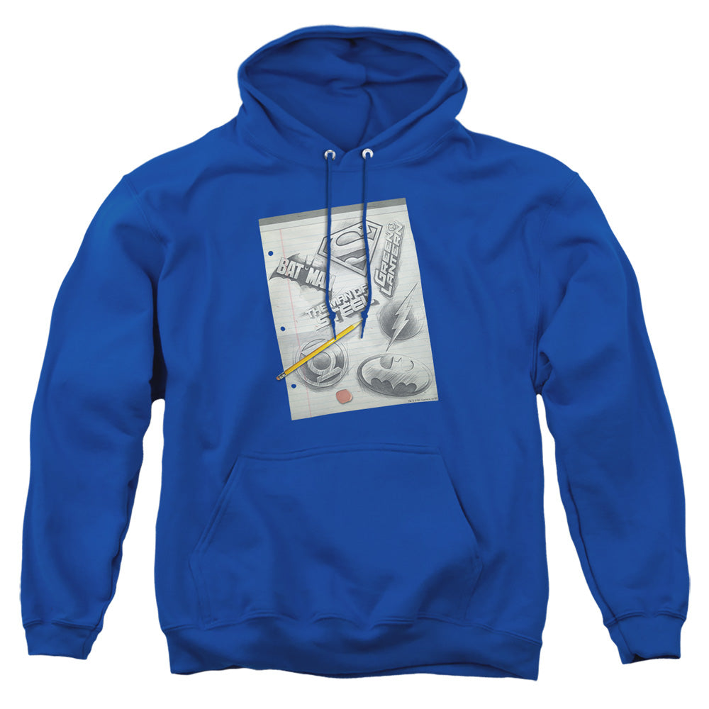 Dc - Logo Note Paper - Adult Pull-over Hoodie - Royal Blue