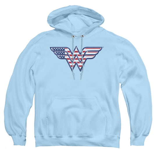 Dc - Red,white & Blue - Adult Pull-over Hoodie - Light Blue