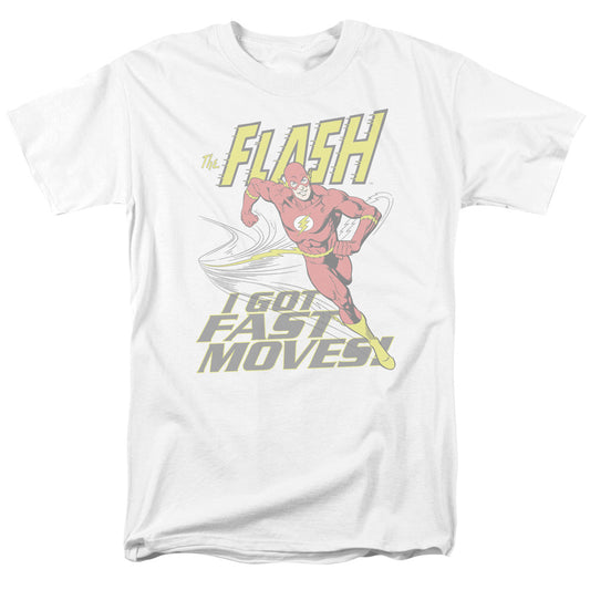 Dc Flash - Fast Moves - Short Sleeve Adult 18/1 - White T-shirt