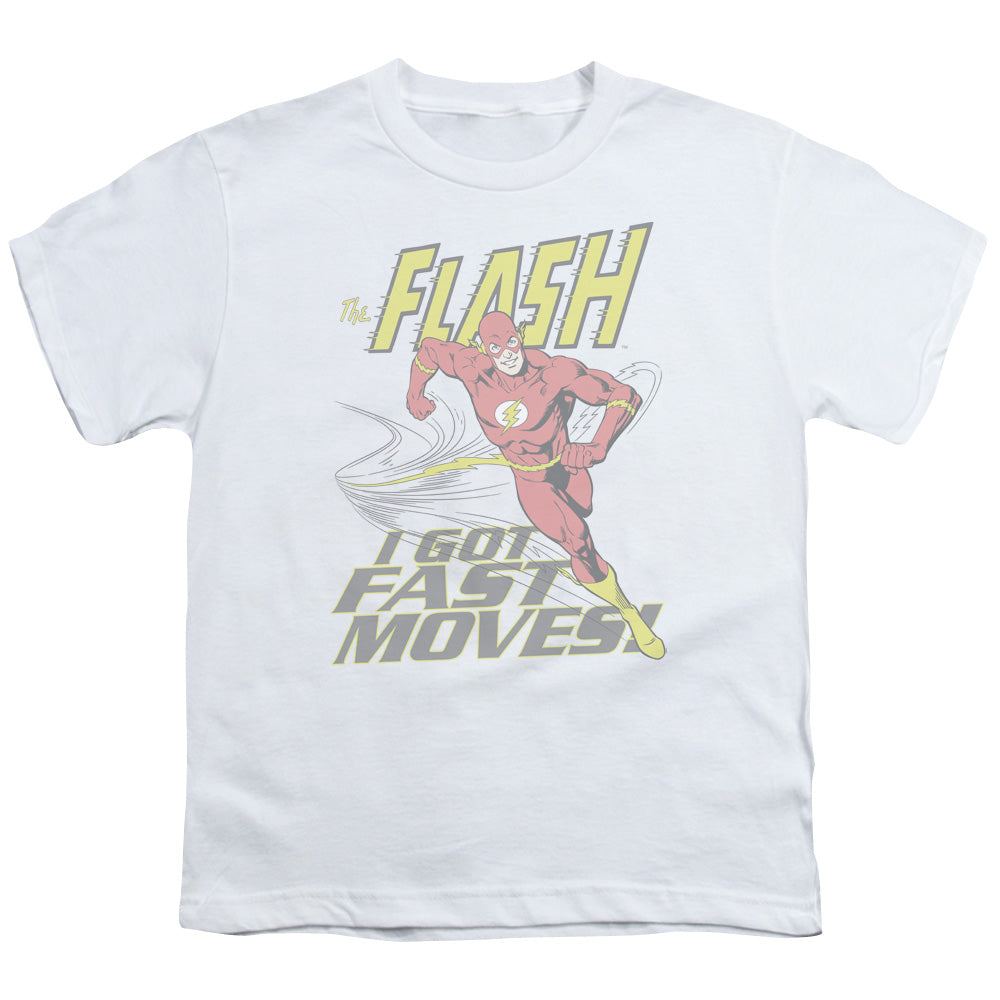 Dc Flash - Fast Moves - Short Sleeve Youth 18/1 - White T-shirt