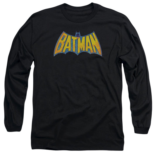 Dco - Batman Neon Distress Logo - Long Sleeve Adult 18/1 - Black T-shirt