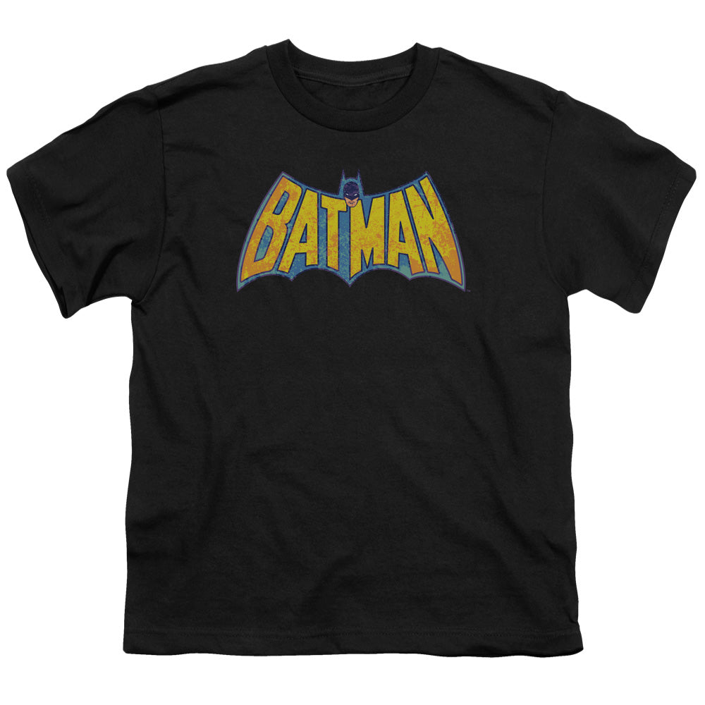 Dco - Batman Neon Distress Logo - Short Sleeve Youth 18/1 - Black T-shirt