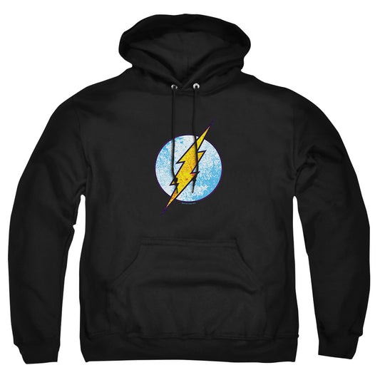 Dc Flash - Flash Neon Distress Logo - Adult Pull-over Hoodie - Black