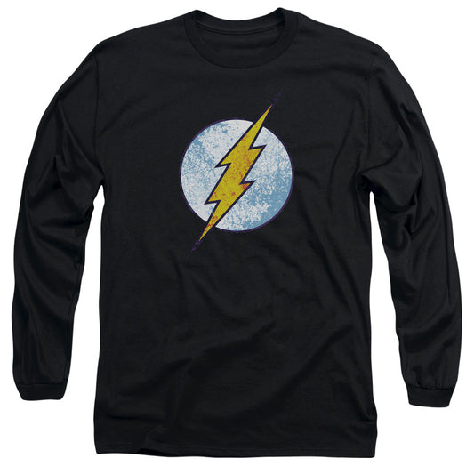 Dc Flash - Flash Neon Distress Logo - Long Sleeve Adult 18/1 - Black T-shirt