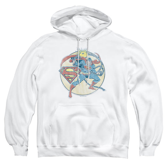 Dco - Retro Superman Iron On - Adult Pull-over Hoodie - White