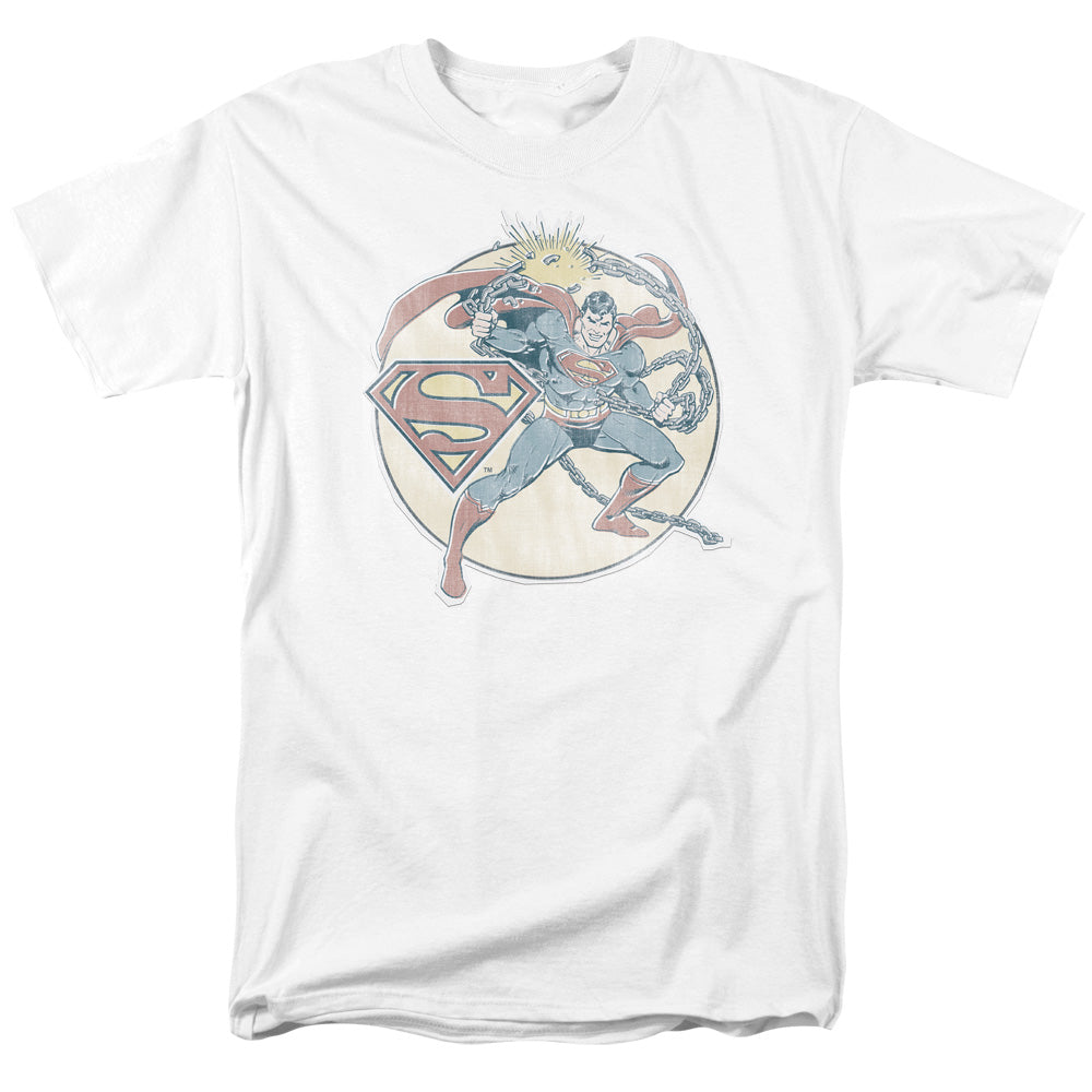 Dco - Retro Superman Iron On - Short Sleeve Adult 18/1 - White T-shirt