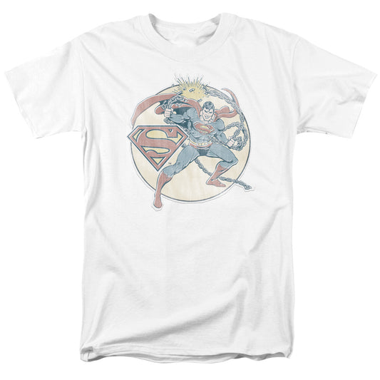 Dco - Retro Superman Iron On - Short Sleeve Adult 18/1 - White T-shirt