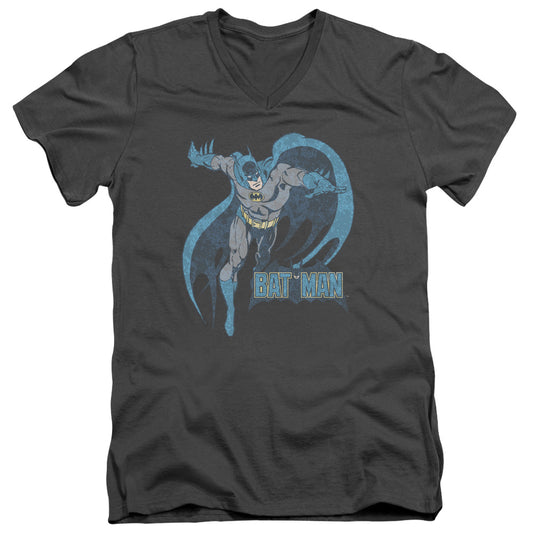 Dco - Desaturated Batman - Short Sleeve Adult V-neck - Charcoal T-shirt