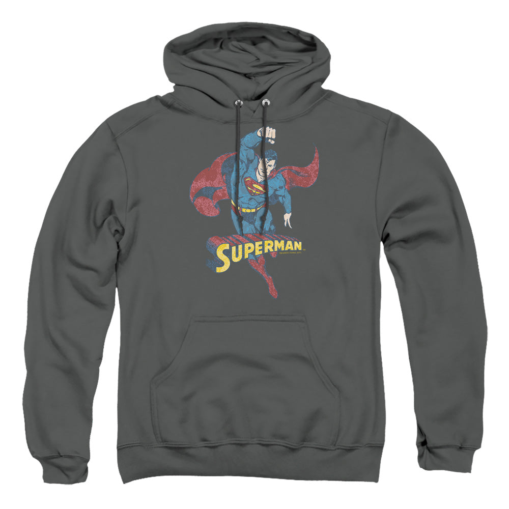 Dco - Desaturated Superman - Adult Pull-over Hoodie - Charcoal