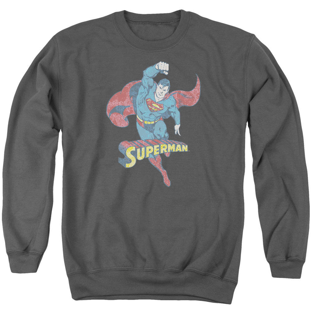 Dco - Desaturated Superman - Adult Crewneck Sweatshirt - Charcoal