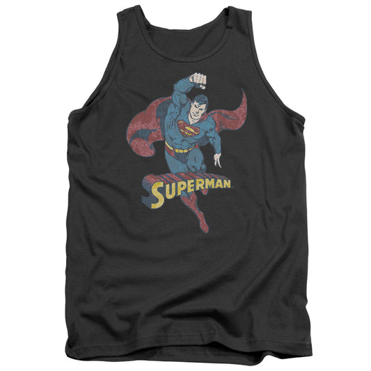 Dco - Desaturated Superman - Adult Tank - Charcoal