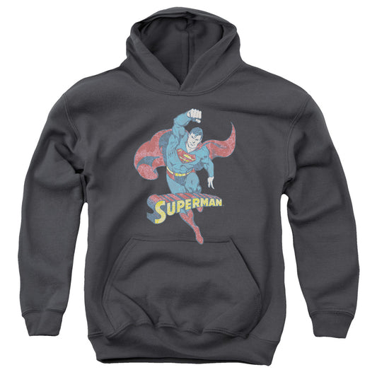 Dco Desaturated Superman-youth Pull-over Hoodie - Charcoal